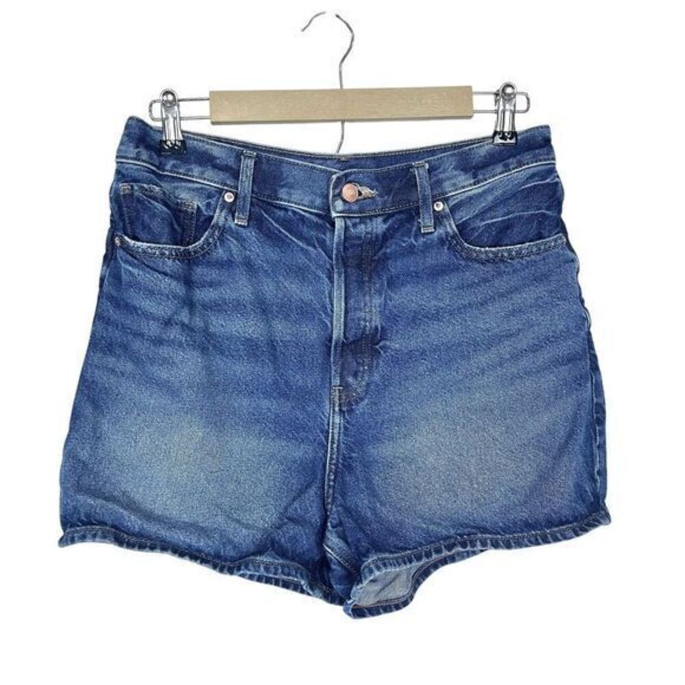 Express Shorts Womens High Waist Rise Stretch Denim Jean Blue Medium Wash Medium